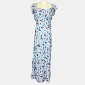 Wild Fable Women's Medium Blue Floral Dress Rayon Square Neck | Cottage